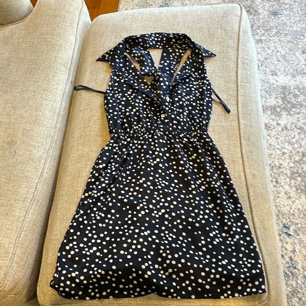 Navy and polkadot dress